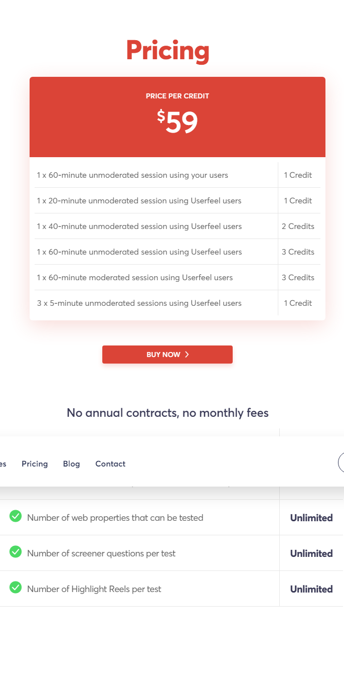 Userfeel Review: Pricing